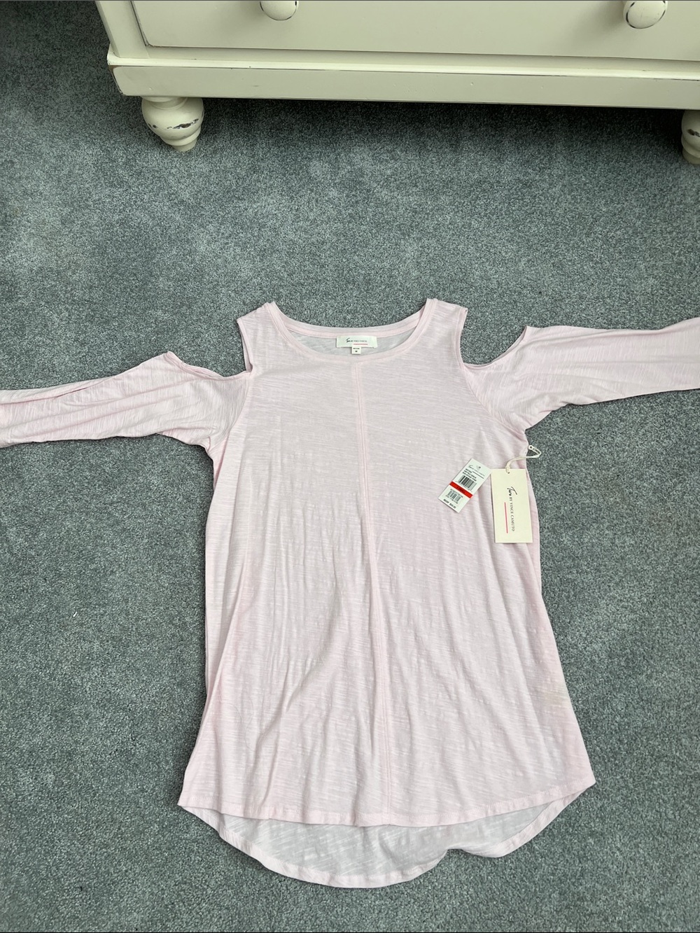 Women's Cold-Shoulder Long Sleeve Top - Light Pink